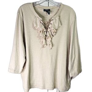 Blouse By Raulph Lauren Lauren Jeans Co Cotton Blend Beige Plus Size 3X